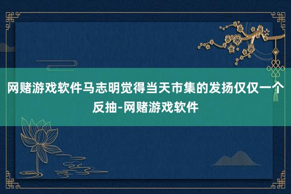 网赌游戏软件马志明觉得当天市集的发扬仅仅一个反抽-网赌游戏软件