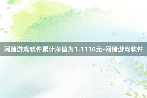 网赌游戏软件累计净值为1.1116元-网赌游戏软件